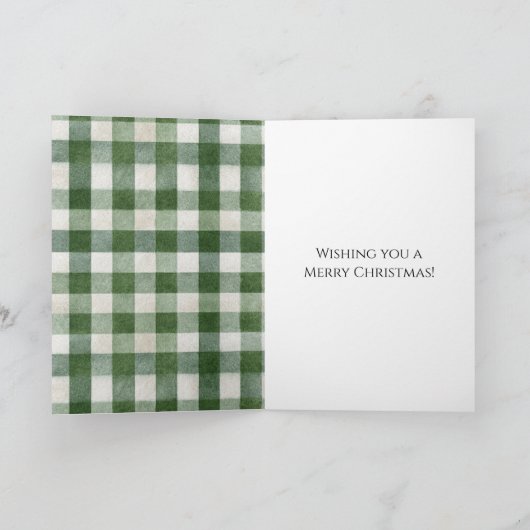 Rustic Brown Deer Cream Green Christmas Scarf カード (内部)