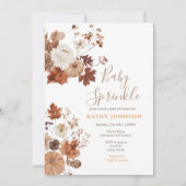 Rustic Brown Floral Fall Baby Sprinkle Invitation 招待状 (正面)