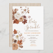 Rustic Brown Floral Fall Baby Sprinkle Invitation 招待状 (正面/裏面)