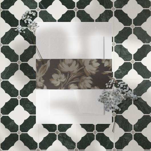 Rustic Brown Floral Pattern Wedding 招待状ベリーバンド