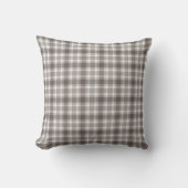 Rustic Brown Gingham Plaid farmhouse pattern クッション (正面)
