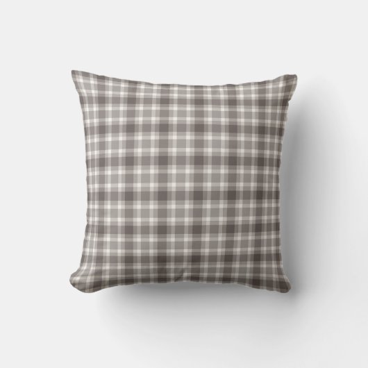 Rustic Brown Gingham Plaid farmhouse pattern クッション (正面)