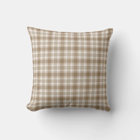 Rustic brown Gingham Plaid farmhouse pattern クッション (正面)