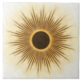 Rustic Brown Gold Sunburst Art Tile タイル (正面)
