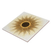 Rustic Brown Gold Sunburst Art Tile タイル (側面)