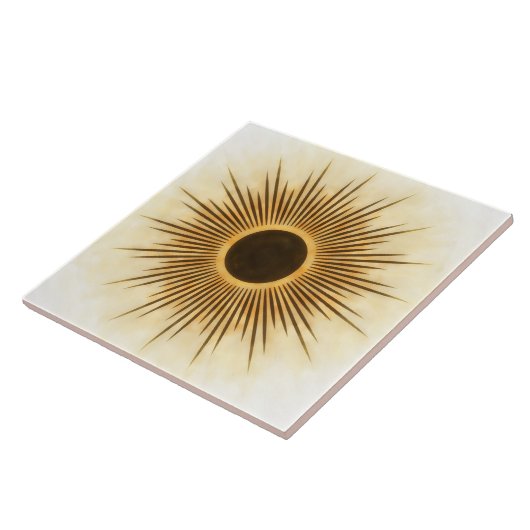Rustic Brown Gold Sunburst Art Tile タイル (側面)