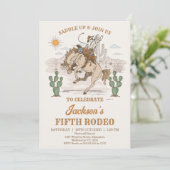 Rustic Brown Green Bronco Cowboy Rodeo Birthday 招待状 (スタンド正面)