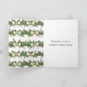 Rustic Brown Green Christmas Chalkboard Floral Bow カード (内部)