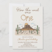 Rustic Brown How The West Was One 1st Birthday 招待状 (正面)