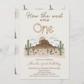 Rustic Brown How The West Was One 1st Birthday 招待状 (正面/裏面)