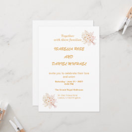 Rustic Brown Kraft Floral Wedding Invitation  招待状