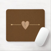 Rustic Brown Kraft Wood Heart & Arrow マウスパッド (マウス)