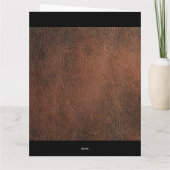 Rustic Brown Leather Happy Birthday Grandpa Photo カード (裏面)