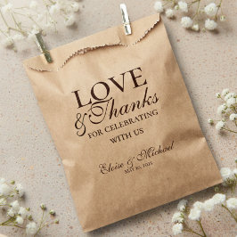 Rustic Brown Love and Thanks ウェディング フェイバーバッグ