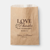 Rustic Brown Love and Thanks ウェディング フェイバーバッグ (正面)