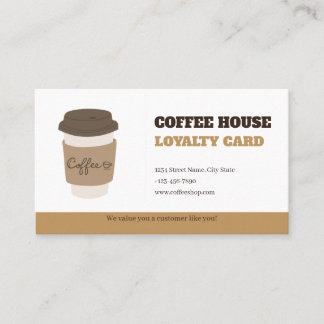 Rustic Brown Minimalist Coffee Loyalty Card Templa ロイヤリティカード