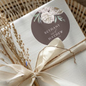 Rustic Brown & Off White Floral Wedding ラウンドシール