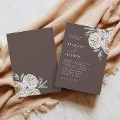 Rustic Brown & Off White Floral Wedding 招待状