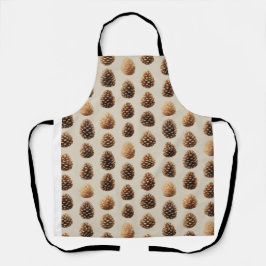Rustic Brown Pine Cone Winter Pattern エプロン