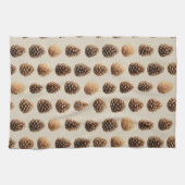Rustic Brown Pine Cone Winter Pattern キッチンタオル (横)
