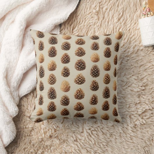 Rustic Brown Pine Cone Winter Pattern クッション (ブランケット)