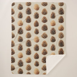 Rustic Brown Pine Cone Winter Pattern シェルパブランケット