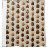 Rustic Brown Pine Cone Winter Pattern シャワーカーテン (正面)