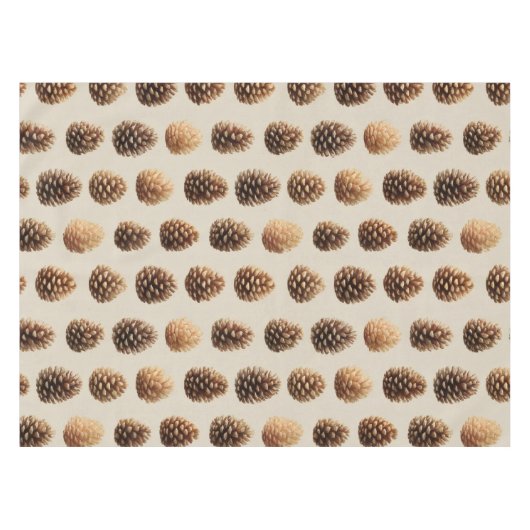 Rustic Brown Pine Cone Winter Pattern テーブルクロス (正面(横))