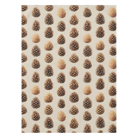 Rustic Brown Pine Cone Winter Pattern テーブルクロス (正面)