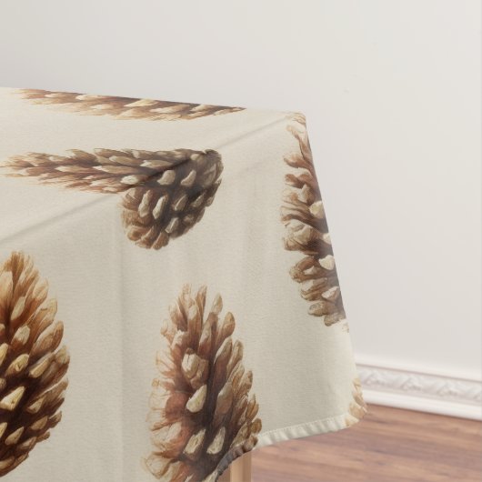 Rustic Brown Pine Cone Winter Pattern テーブルクロス (インサイチュ)