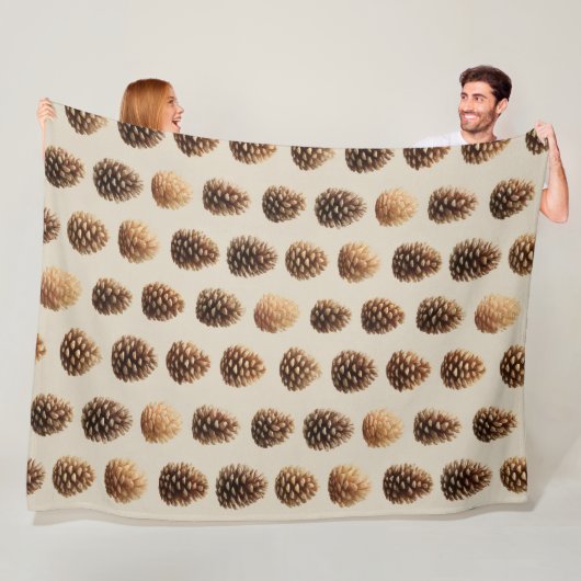 Rustic Brown Pine Cone Winter Pattern フリースブランケット (インサイチュ)