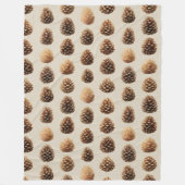 Rustic Brown Pine Cone Winter Pattern フリースブランケット (正面)