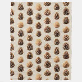 Rustic Brown Pine Cone Winter Pattern フリースブランケット