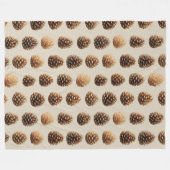 Rustic Brown Pine Cone Winter Pattern フリースブランケット (正面(横))