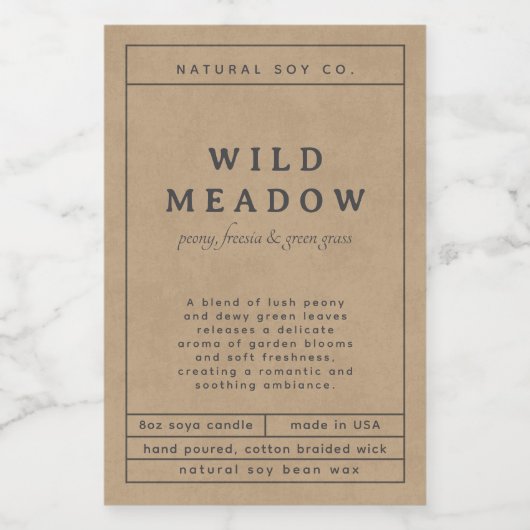 Rustic Brown Simple Elegant Minimal Candle Label フードラベル (シングルラベル)