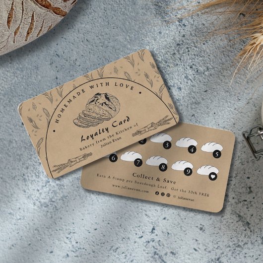 Rustic Brown Sourdough Bakery Loyalty Card 名刺