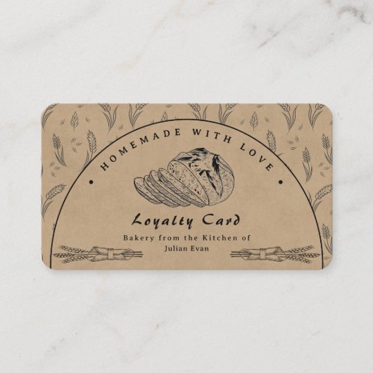 Rustic Brown Sourdough Bakery Loyalty Card 名刺 (正面)