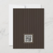 Rustic Brown Thin Stripe Pattern Wedding QR Code 出欠カード (裏面)