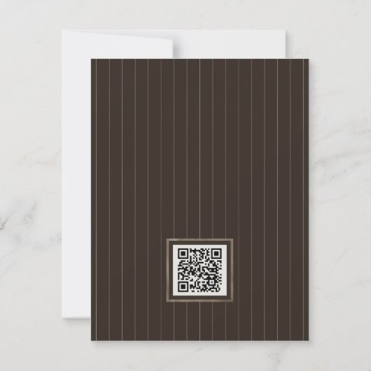 Rustic Brown Thin Stripe Pattern Wedding QR Code 出欠カード (裏面)