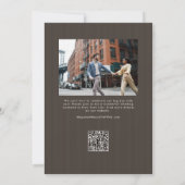 Rustic brown trendy script simple wedding セーブザデート (裏面)