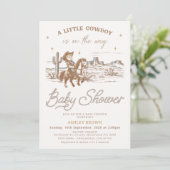 Rustic Brown Western Little Cowboy Baby Shower 招待状 (スタンド正面)