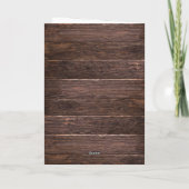 Rustic Brown Wood Text Editable Faux Photo Frame カード (裏面)