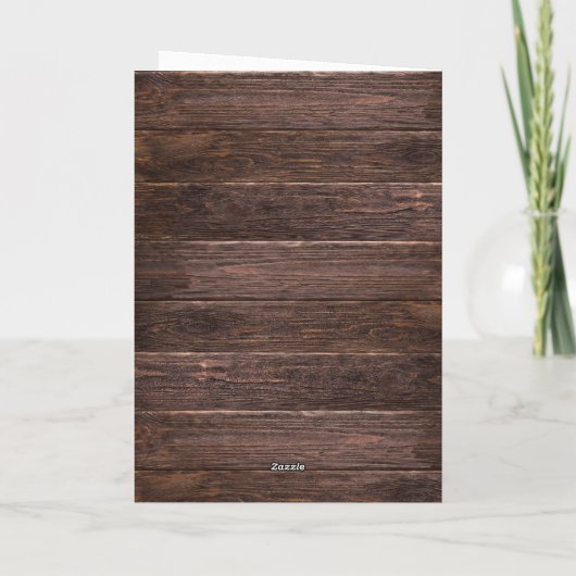 Rustic Brown Wood Text Editable Faux Photo Frame カード (裏面)
