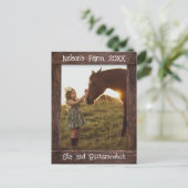 Rustic Brown Wood Text Editable Faux Photo Frame ポストカード (スタンド正面)