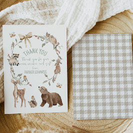 Rustic Brown Woodland Baby Shower  サンキューカード