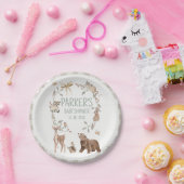 Rustic Brown Woodland Baby Shower Paper ペーパープレート (パーティー)