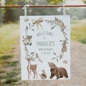 Rustic Brown Woodland Baby Shower Welcome Sign フォトプリント