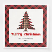 Rustic Buffalo Christmas Napkin Editable Template (正面)