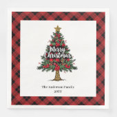Rustic Buffalo Christmas Napkin Personalized (正面)