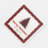 Rustic Buffalo Christmas Tree Napkin Editable (コーナー)